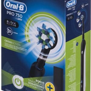 Pro1 750 Cross Action Electric Toothbrush Powered by Braun + Travel Case - Black Edition-Oral-B