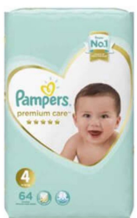 Premium Care Diapers Size 4, 9-18 Kg, 64 diapers, Promo BoxPampers