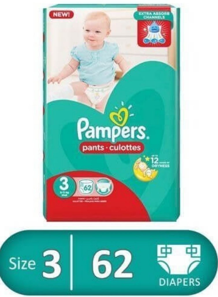Pants diapers Size 3, 6-10 Kg, 62 diapersPampers