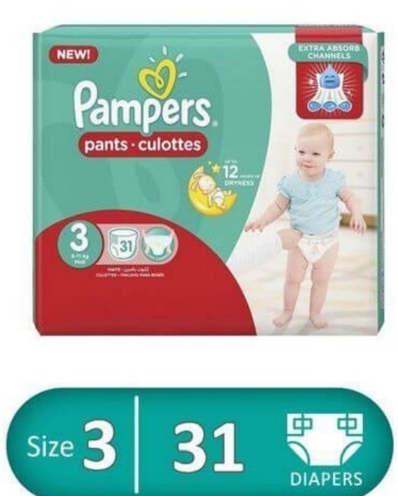 pampers pants -culottes - size 3 - 31 diapers