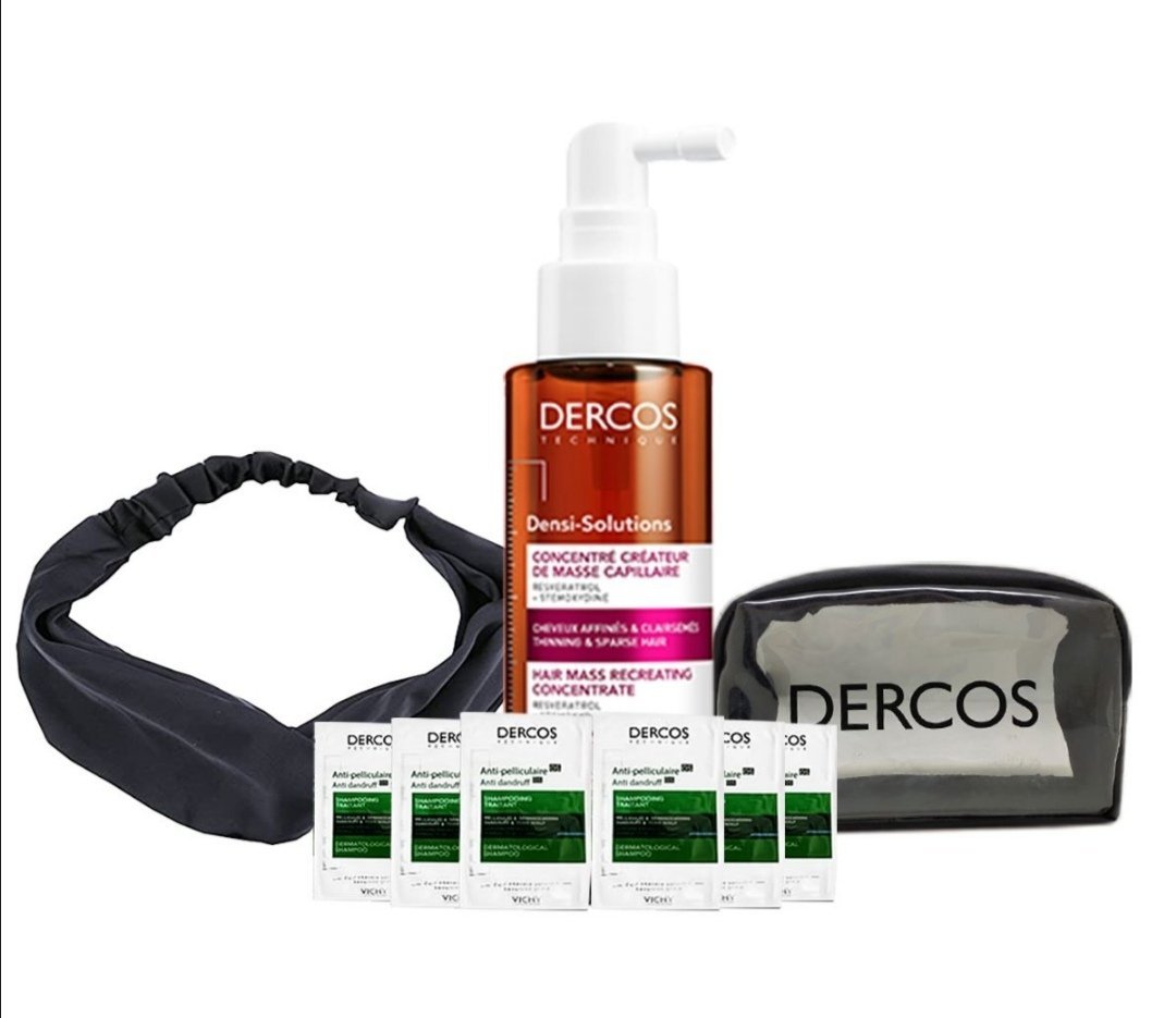 Dercos Hair Treatment, 100 ml + Free Dercos Bag with 6 Samples + Hair Band