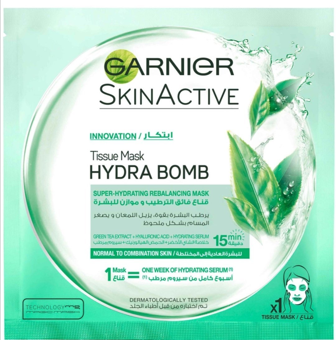 SkinActive Hydra Bomb Green Tea Tissue Mask, 32 gm*Garnier