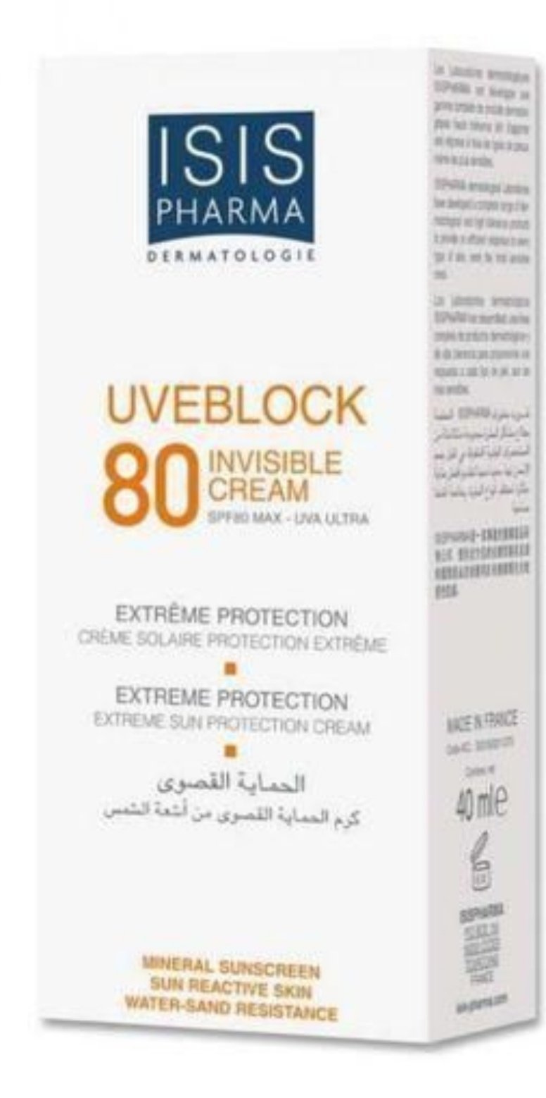UVE Block, Invisible Cream, SPF 80, 40 ml**Isis Pharma