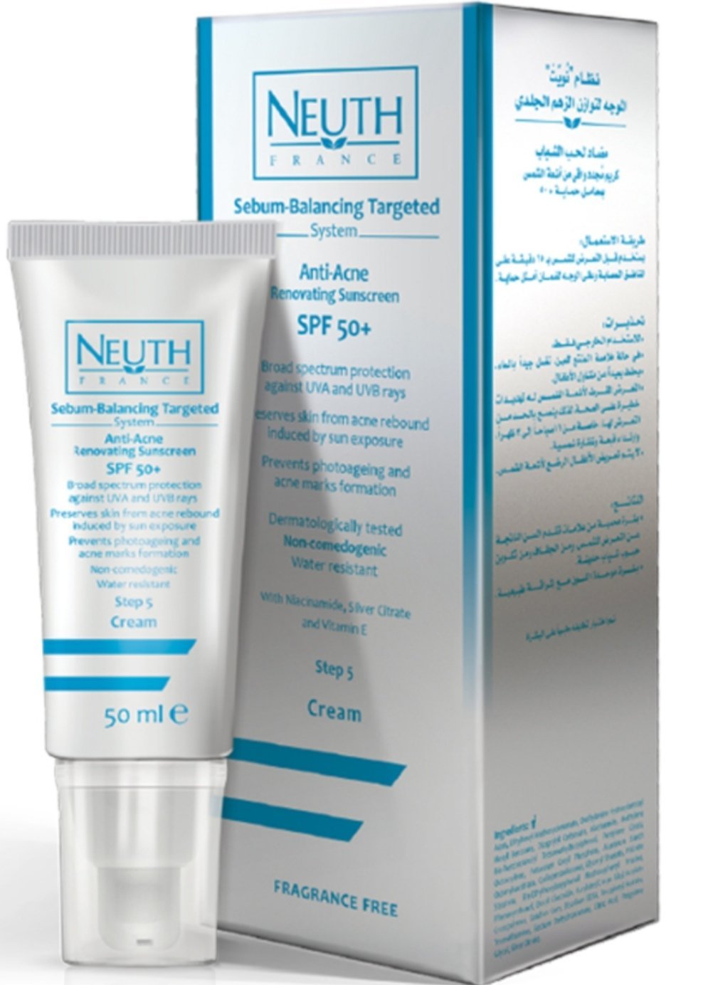 Anti-Acne Renovating, Sunsceen Cream, SPF 50+, 50 ml|Neuth