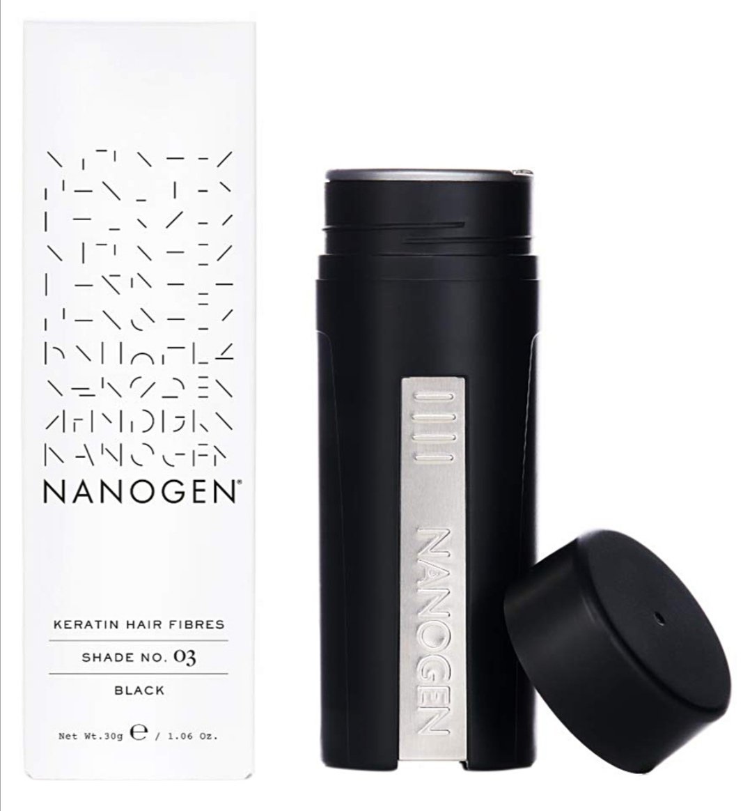 Keratin Hair Fibres, Black, 30 gm | Nanogen