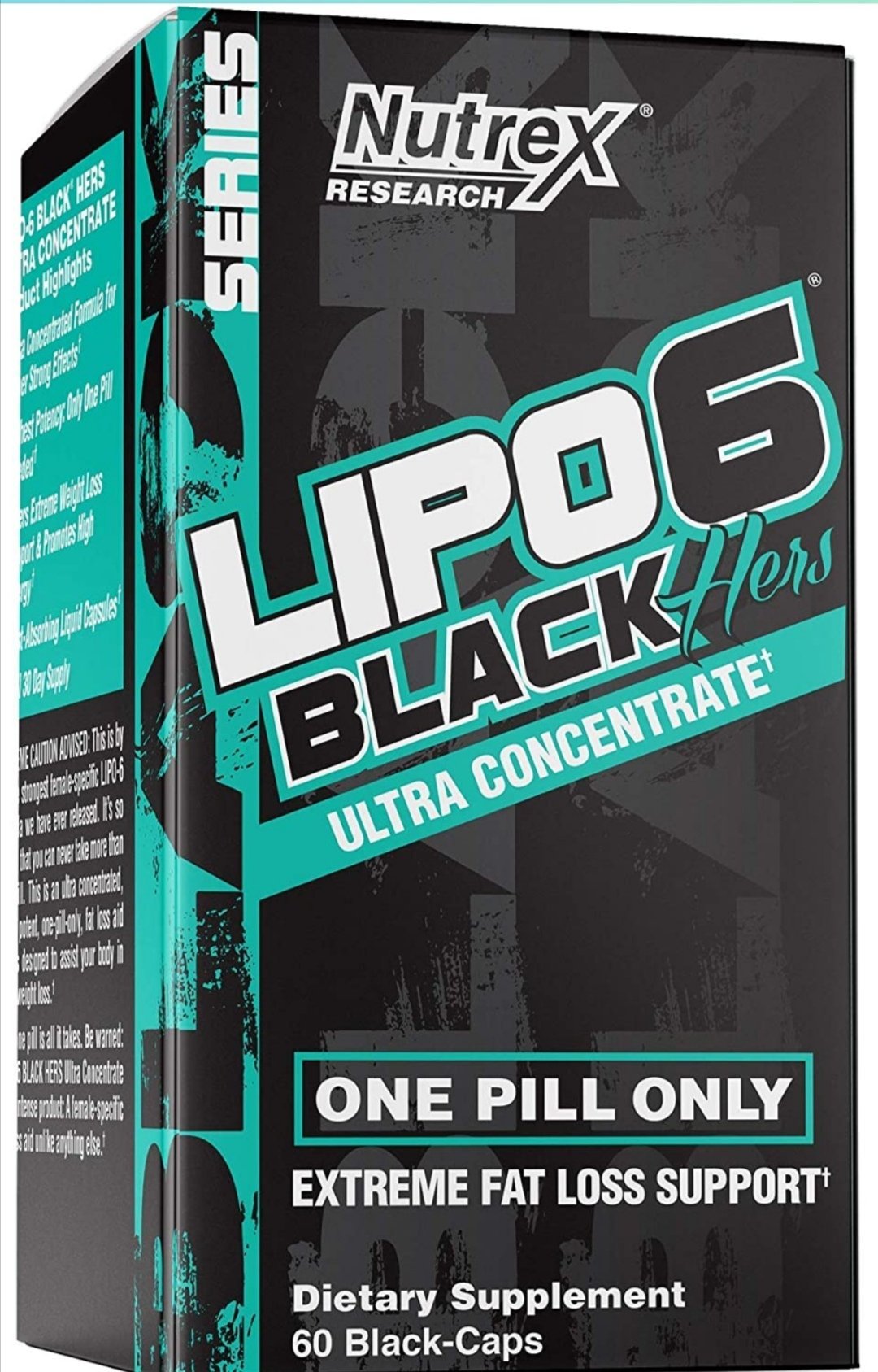 Lipo-6 Black Hers Ultra Concentrate | Weight Loss Pills for Women | Fat Burner, Appetite Suppressant, Metabolism Booster for Weight Loss + Hair, Skin, & Nails Support | 60 Diet Pills
