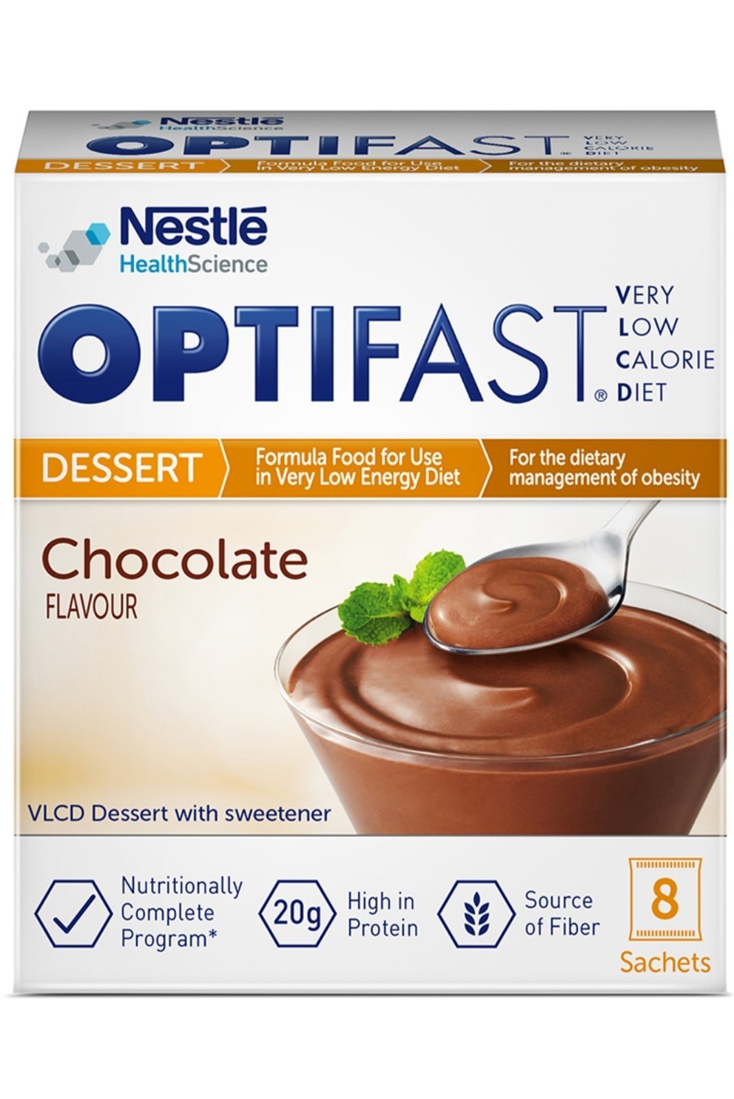 VLCD Dessert, Chocolate Flavor, 53 gm x 8 Sachets_Optifast
