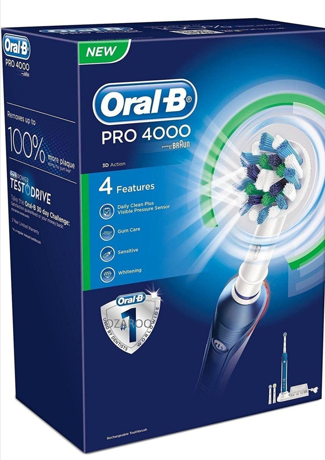Pro 4000 Cross Action Electric Rechargeable Toothbrush, Powered by BraunOral-B