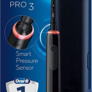 Pro 3 - 3000 - Black Electric Toothbrush, Handle with Visible Pressure Sensor, Head with Charcoal Infused Bristles, 2 Pin UK Plug-Oral-B