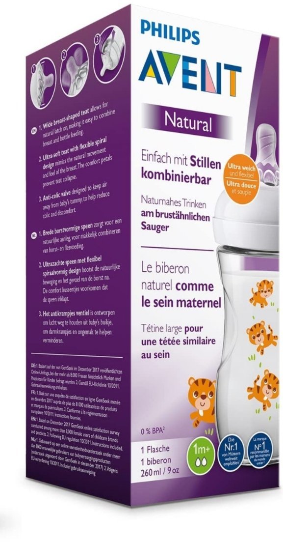 NATURAL FEEDING BOTTLE GREEN 260ML SCF070/20Philips Avent