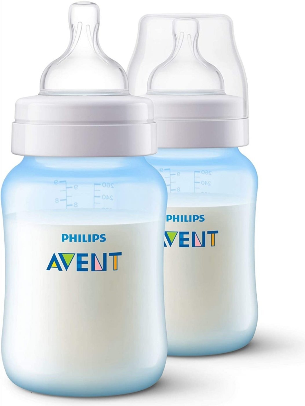 Anti-Colic Baby Bottle, 2 Bottles, 260 ml - Blue-Philips Avent SCF815/62