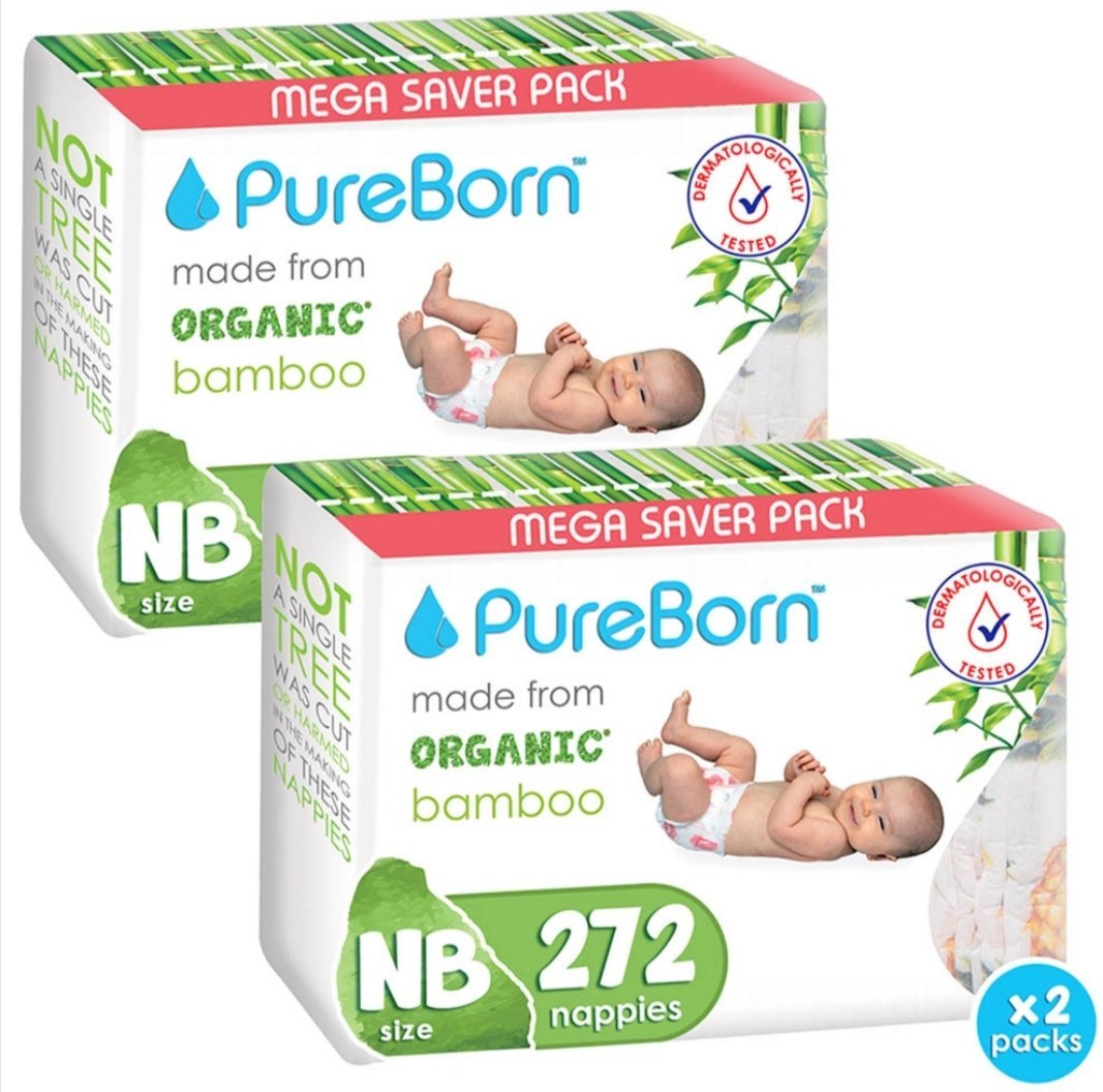 New Born Master Pack 0-4.5kg Nappy 136's x2 Bundle - Assorted -Pureborn