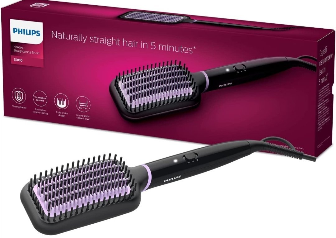 Philips BHH880 Style Care Essential Heated Straightening Brush - Black and Purple