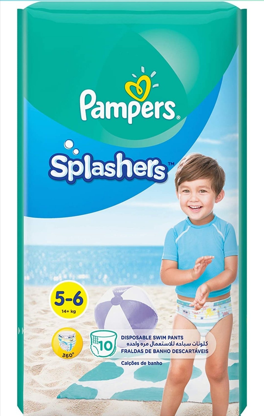 Pampers Splashers, Size 5-6, 14+ kg, Carry Pack, 10 Swim Diapers