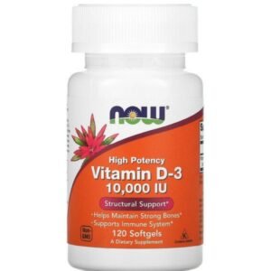 High Potency Vitamin D-3, 10,000 IU, 120 Softgels-now