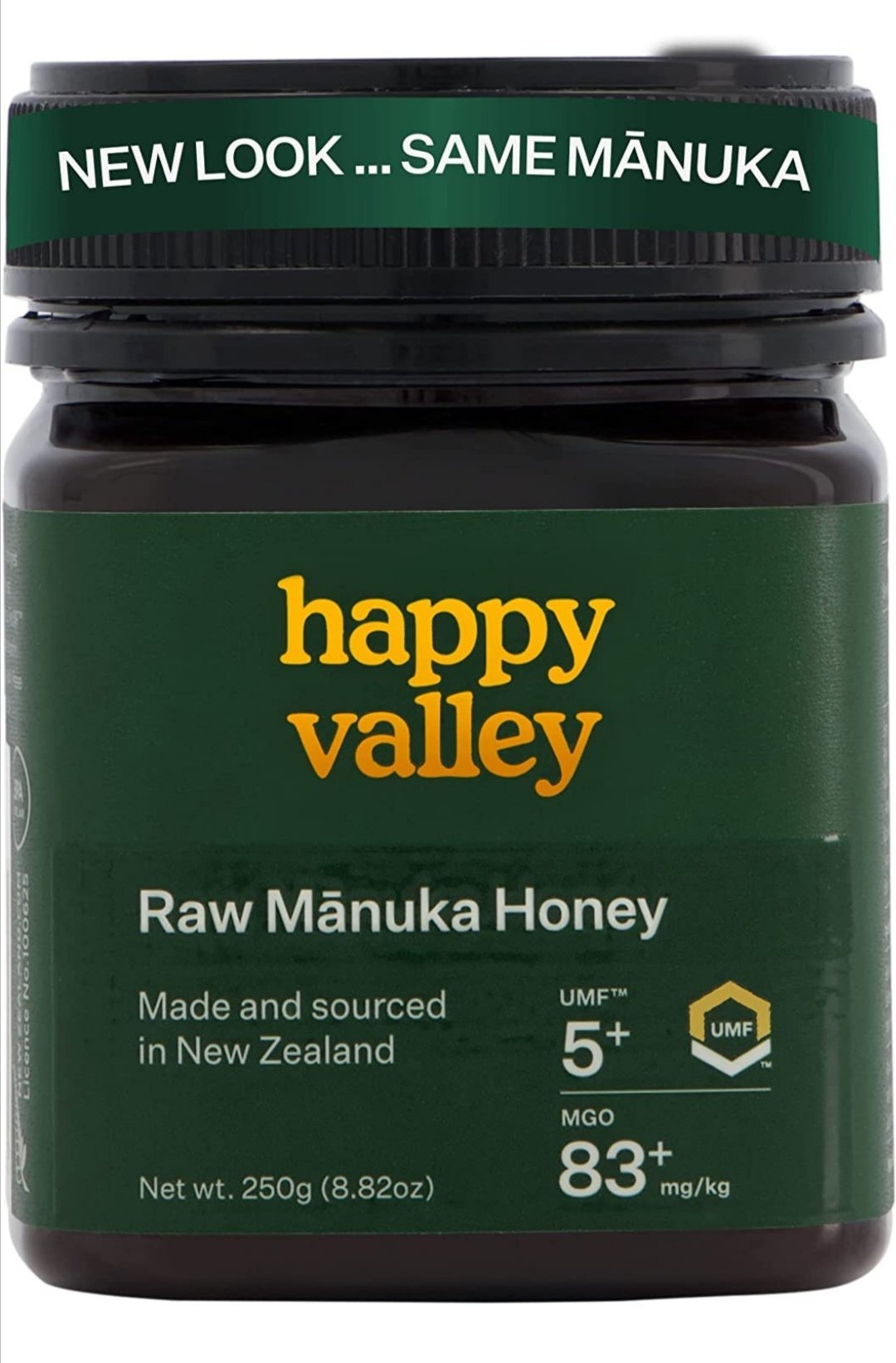 '- UMF 5+ (8.8oz, 250g) - Certified Raw New Zealand Mānuka - UMF 5+, MGO 83+Happy Valley Manuka Honey