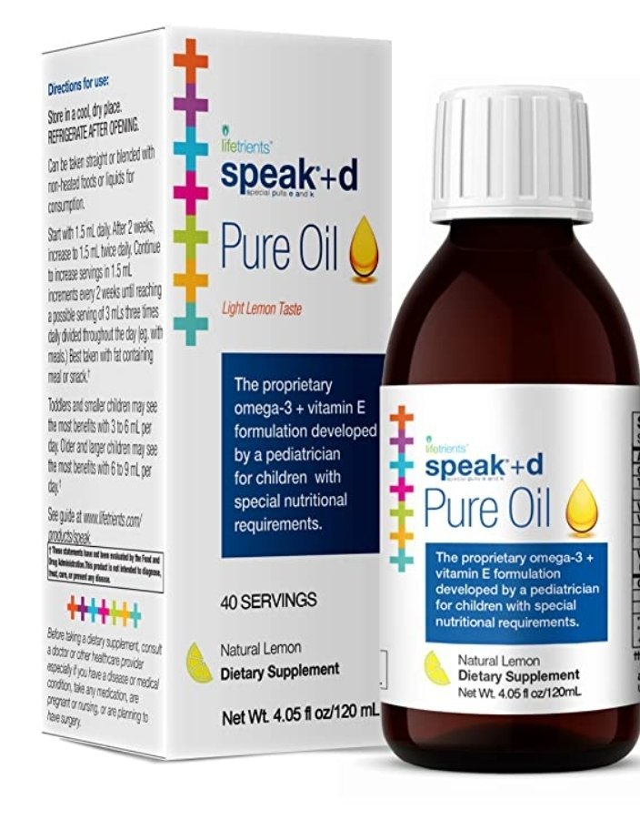 Lifetrients – Speak+D Pure Oil – Natural Lemon – 4.05 oz – Pediatrician Formulated to Support Children with Special Nutritional Requirements – Enhanced with Omega-3, Vitamin E, Vitamin D & Vitamin K