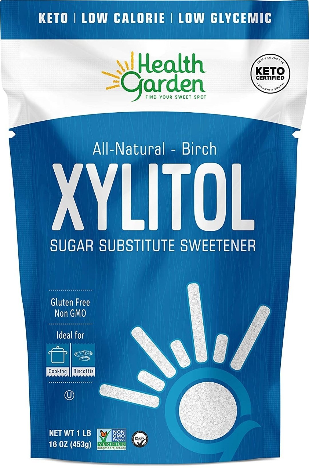 Health Garden Birch Xylitol Sweetener - Non GMO - Kosher - Made in the U.S.A. - Keto Friendly 15 OZ (425g).