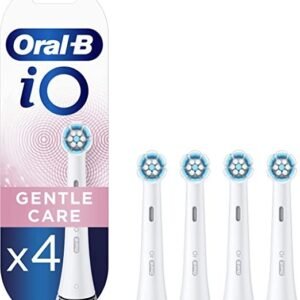 Oral-B iO Gentle Care Electric Toothbrush Head, Twisted & Angled Bristles for Deeper Plaque Removal, Pack of 4, Suitable for Mailbox, White