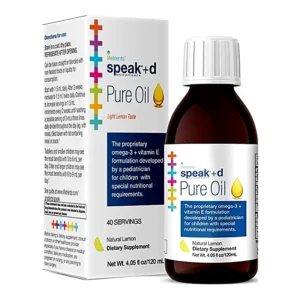 Lifetrients – Speak+D Pure Oil – Natural Lemon – 4.05 oz – Pediatrician Formulated to Support Children with Special Nutritional Requirements – Enhanced with Omega-3, Vitamin E, Vitamin D & Vitamin K