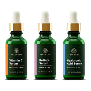 Tree of Life Beauty Anti Aging Combo Pack – 98% Natural, 72% Organic – Vitamin C Retinol – Hyaluronic Acid Serum