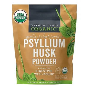 Psyllium Husk Powder Organic (1.5 lbs) – Easy Mixing Fiber Powder, Finely Ground & Non-GMO Fiber Supplements to Promote Regularity, Perfect for Gluten-Free Baking, 24 oz