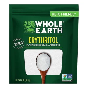 Whole Earth Sweetener Co. 100% Erythritol, 4 pound pouch (1815) natural Sugar Alternative, baking sugar substitute, zero calorie sweetner,Glutin free sweetner