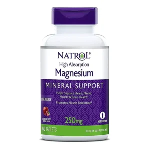 Natrol High Absorption Magnesium Chew Tablets (Purple, Cranberry) – 60 Count